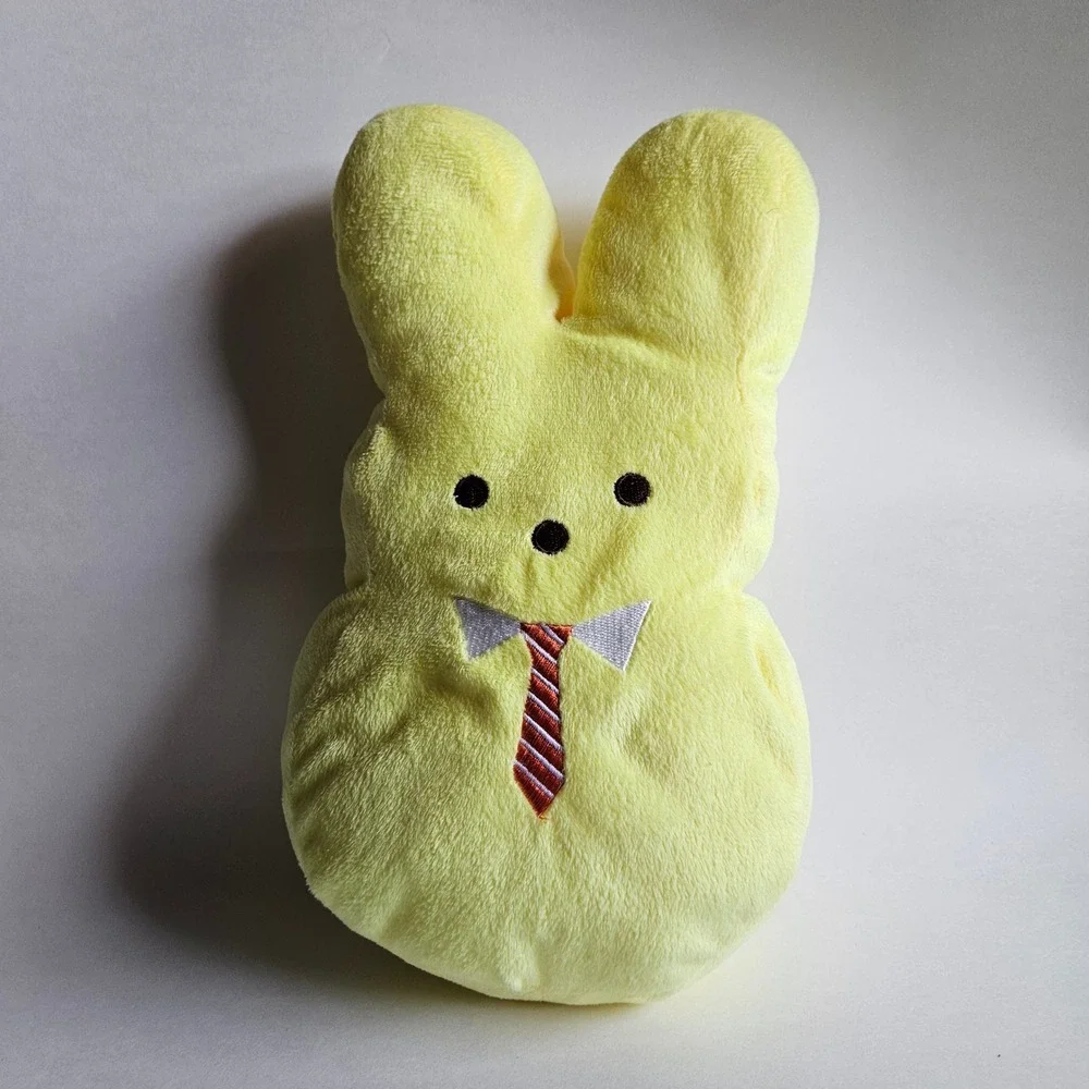 Peeps Yellow Bunny Plush Stuffed Animal with Necktie Easter 11 Inch